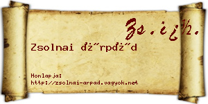 Zsolnai Árpád névjegykártya